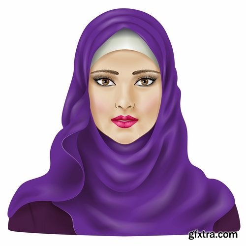 Muslim girl woman veil cartoon vector image 25 EPS