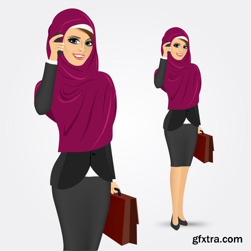 Muslim girl woman veil cartoon vector image 25 EPS