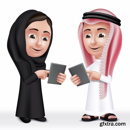 Muslim girl woman veil cartoon vector image 25 EPS