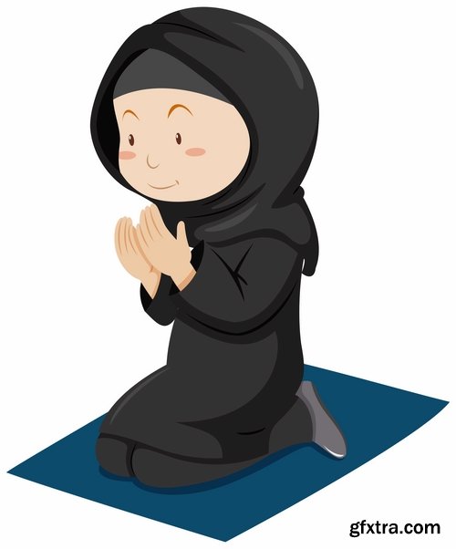 Muslim girl woman veil cartoon vector image 25 EPS