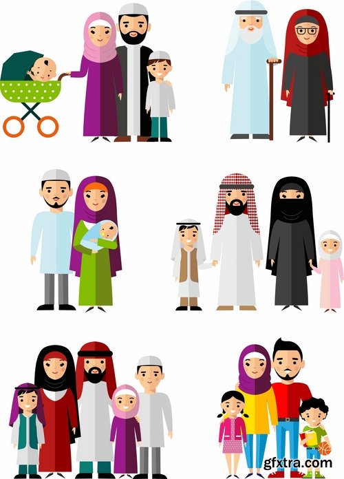 Muslim girl woman veil cartoon vector image 25 EPS