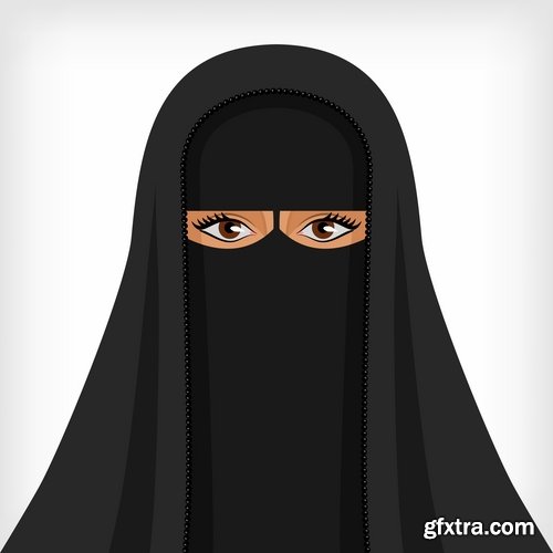 Muslim girl woman veil cartoon vector image 25 EPS