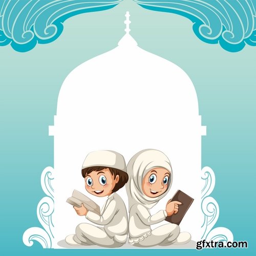 Muslim girl woman veil cartoon vector image 25 EPS