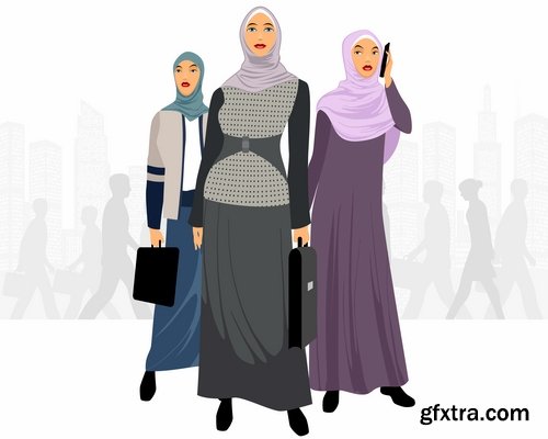 Muslim girl woman veil cartoon vector image 25 EPS