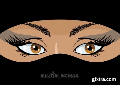 Muslim girl woman veil cartoon vector image 25 EPS