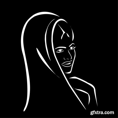 Muslim girl woman veil cartoon vector image 25 EPS