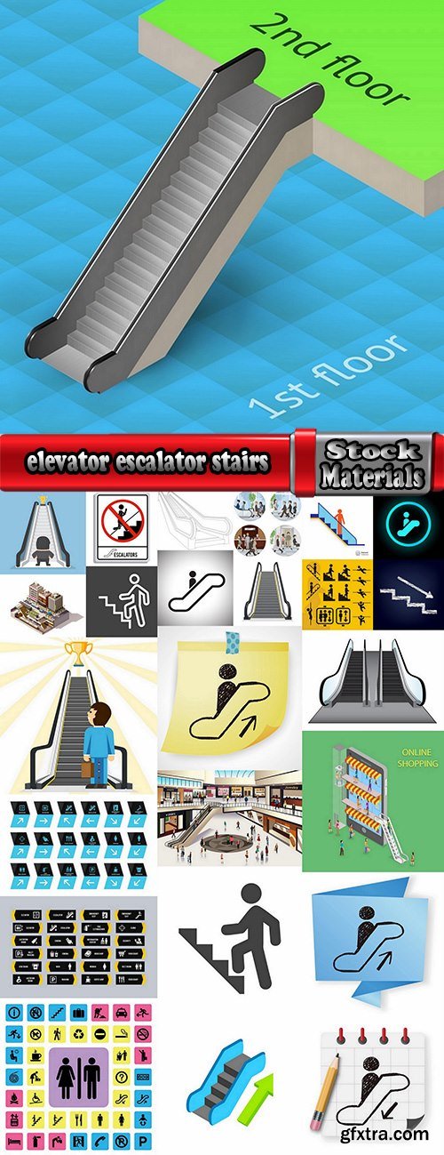 elevator escalator stairs 25 EPS