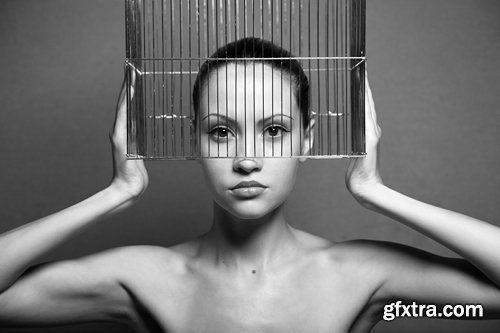 girl woman in a cage restriction limit conceptual illustration 25 HQ Jpeg