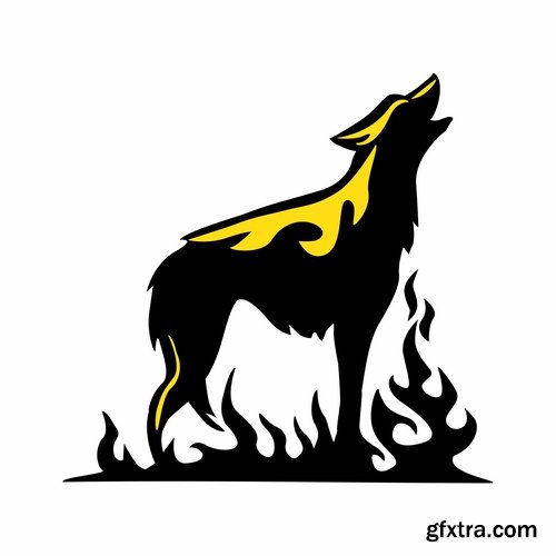 logo with an illustration of an animal on fire 25 EPS