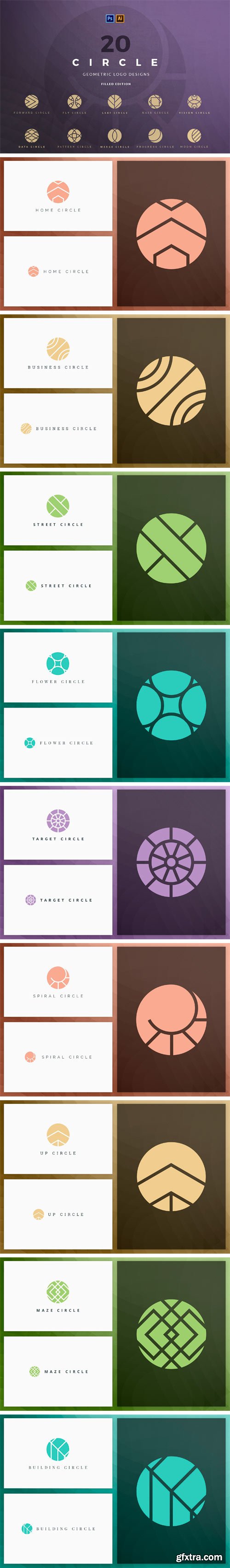 CM - 20 Circle Geometric Logos - Filled 1792338