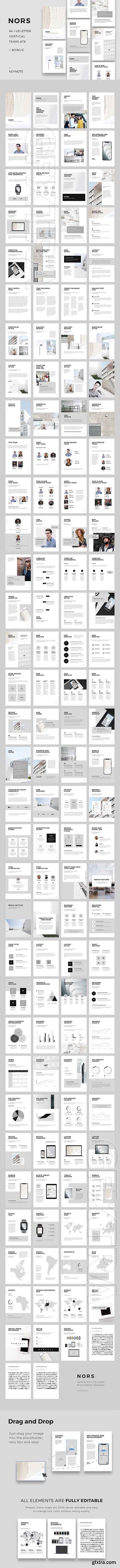 CreativeMarket - NORS A4 Vertical Keynote + 20 Photos 1827487