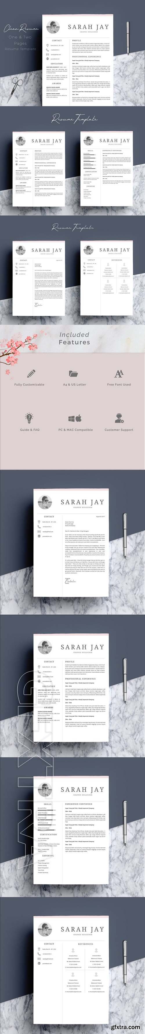 CreativeMarket - Resume Template 4 pages Clean 1777520