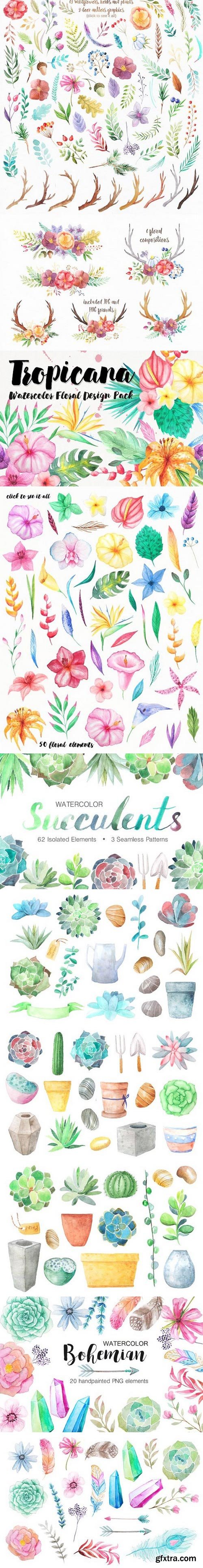 CM - Summer Watercolor Floral BUNDLE 1529598