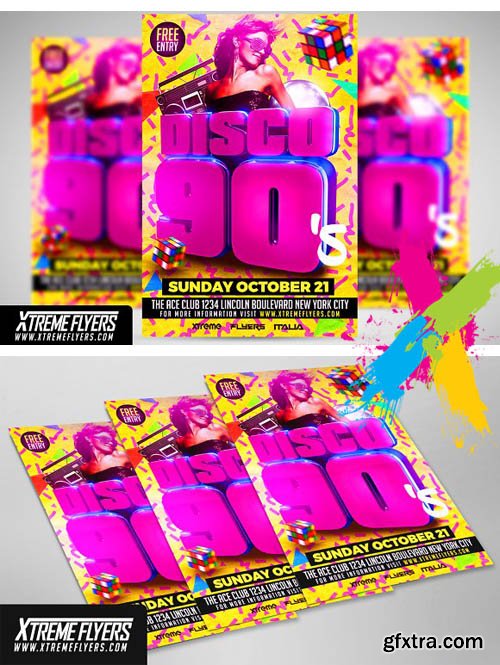 CreativeMarket - Disco 90s Flyer Template 1847971