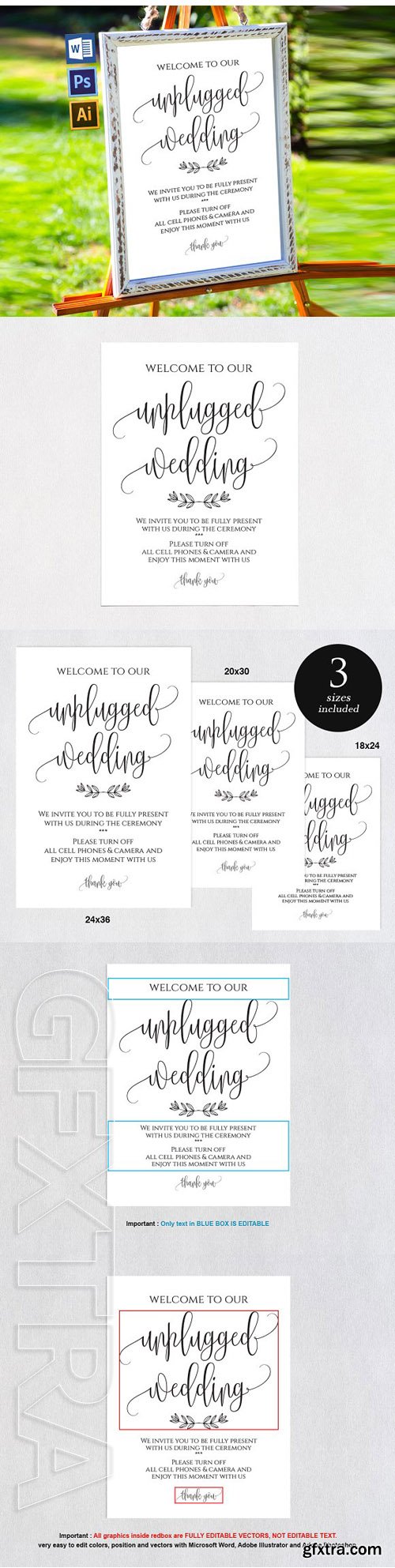 CreativeMarket - Unplugged wedding sign Wpc351 1801061