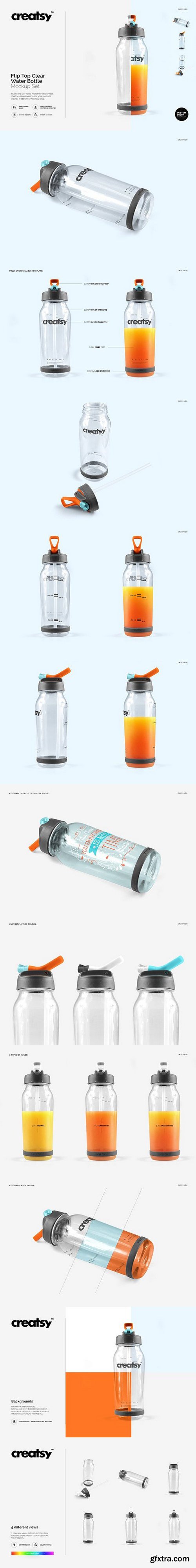 CM - Flip Top Clear Water Bottle Mockup 1782569