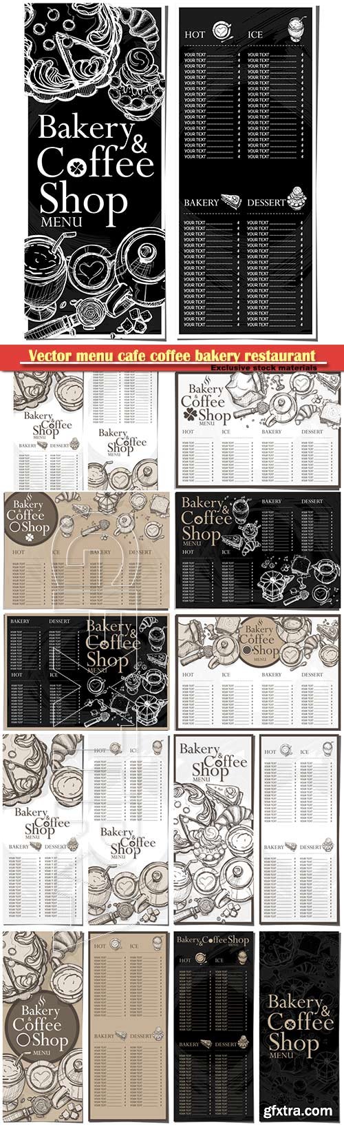 Vector menu cafe coffee bakery restaurant template design hand drawing