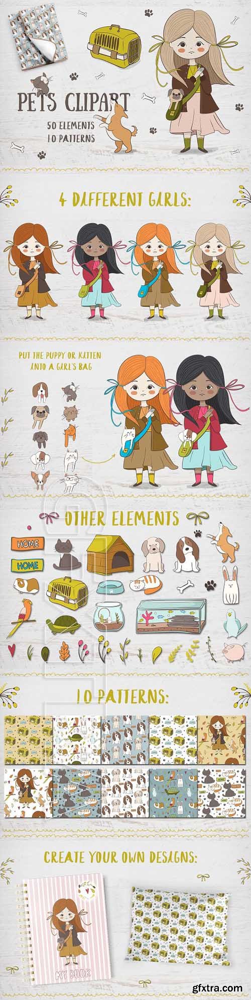 CreativeMarket - Cute pets clipart 1828107