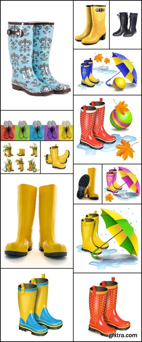 Umbrella and rubber boots