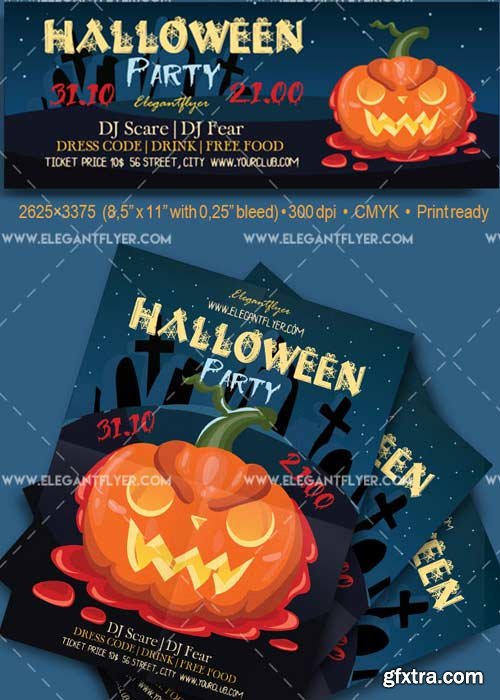 Halloween 2017 V8 Flyer PSD Template + Facebook Cover