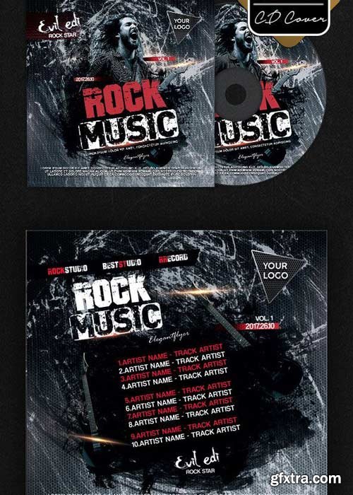 Rock Music V9 Premium CD Cover PSD Template