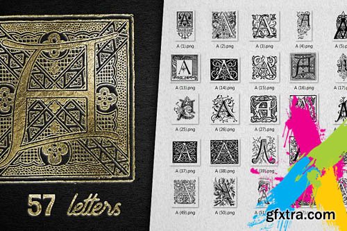 CreativeMarket - Vintage Letter A Vector And PNG 1847284