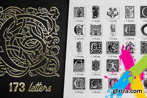 CreativeMarket - Vintage Letter C Vector And PNG 1847247