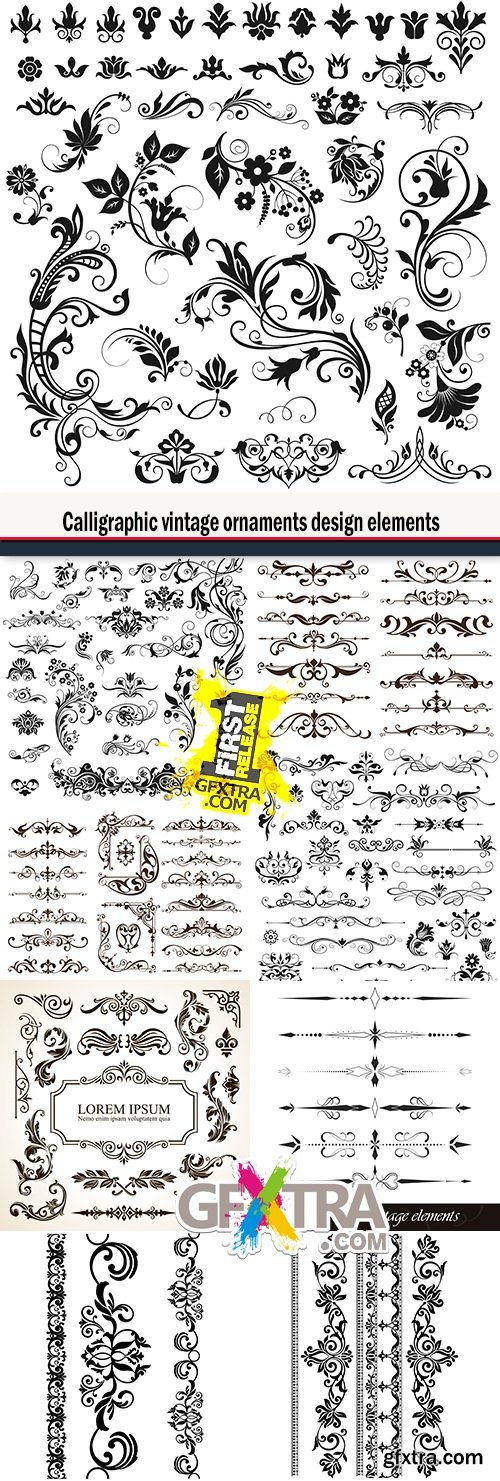 Calligraphic vintage ornaments design elements