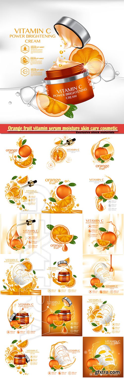 Orange fruit vitamin serum moisture skin care cosmetic