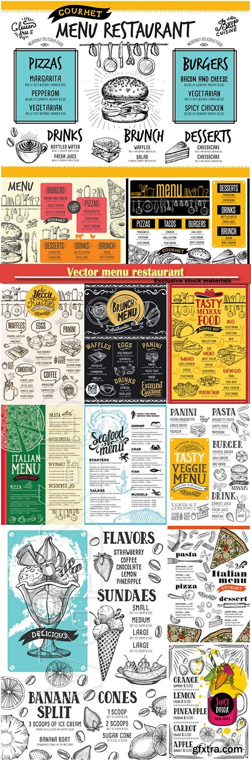 Vector menu restaurant, food template