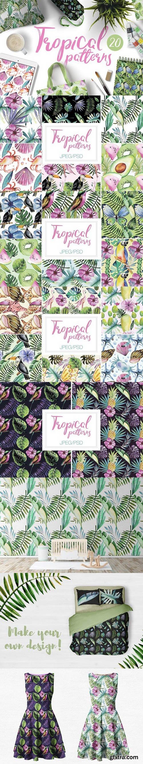 CM - Watercolor Tropical Patterns 1808366