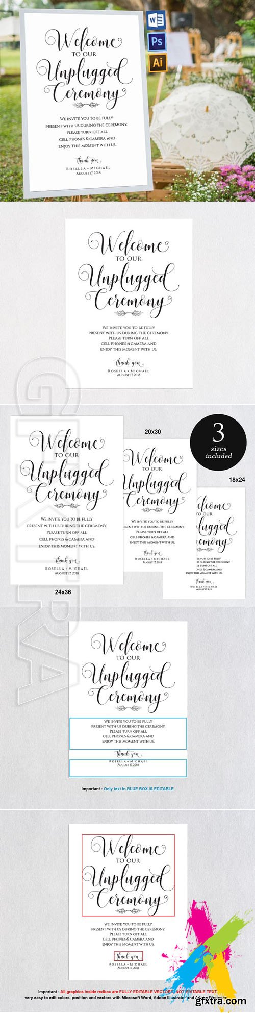 CreativeMarket - Unplugged wedding sign Wpc355 1801281