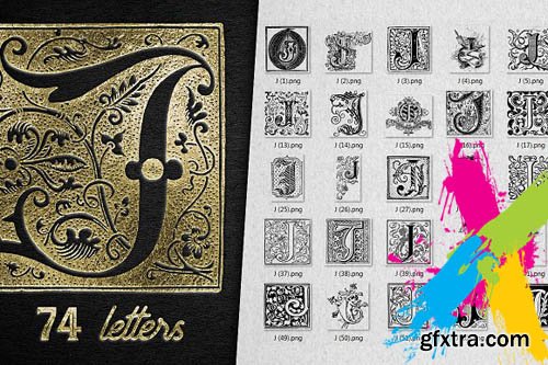 CreativeMarket - Vintage Letter J Vector And PNG 1846919