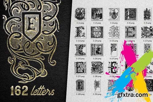 CreativeMarket - Vintage Letter E Vector And PNG 1847171