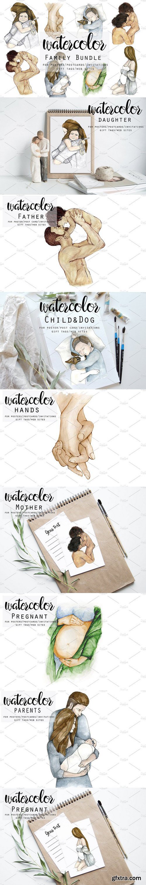 CM - Watercolor Family Bundle 1805890