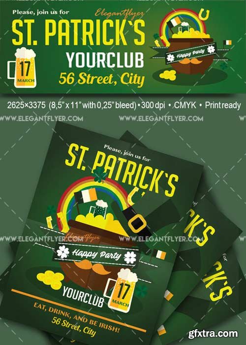 St. Patrick`s day 2017 V01 Flyer PSD Template + Facebook Cover