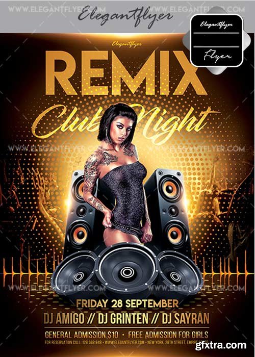 Remix Club Night V41 Flyer PSD Template + Facebook Cover