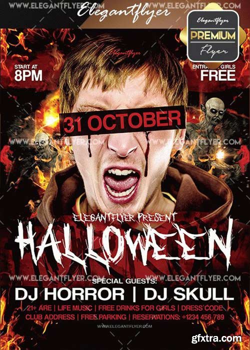 Halloween Horror V5 Flyer PSD Template + Facebook Cover