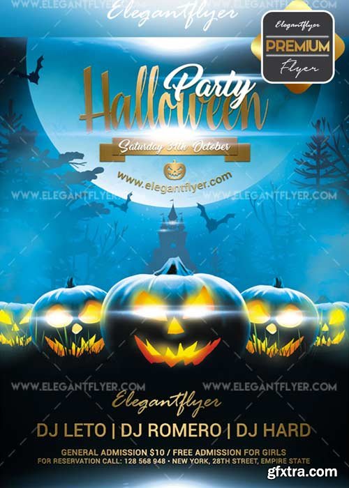 Halloween party 2017 V04 Flyer PSD Template + Facebook Cover