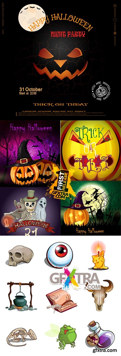 Happy Halloween holiday cartoon illustration collection 9