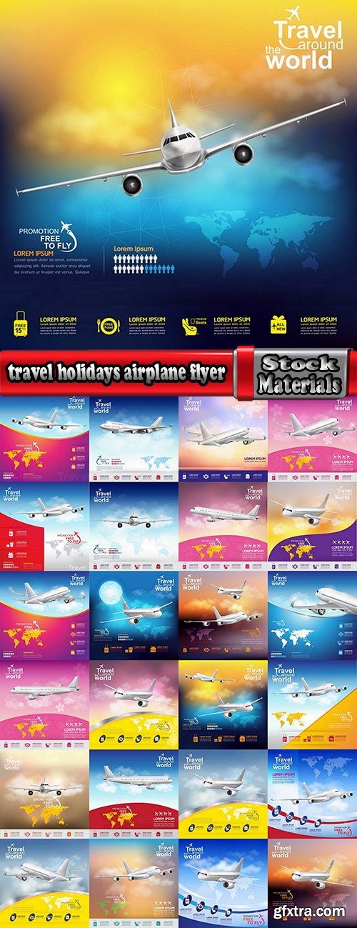 travel vacation holiday holidays airplane flyer banner poster vector image 25 EPS