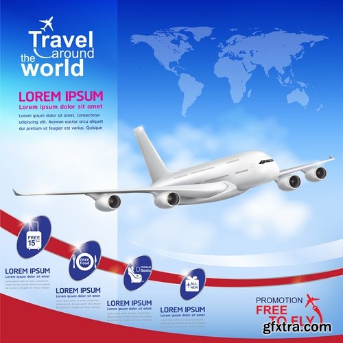 travel vacation holiday holidays airplane flyer banner poster vector image 25 EPS