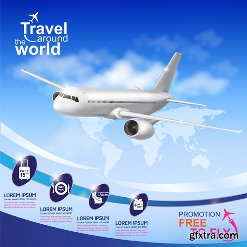 travel vacation holiday holidays airplane flyer banner poster vector image 25 EPS