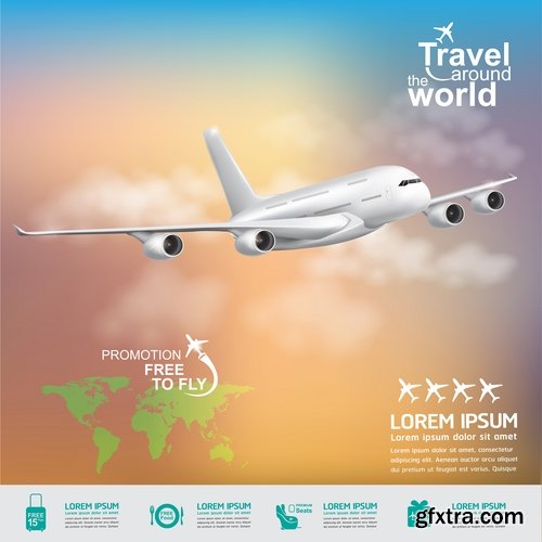 travel vacation holiday holidays airplane flyer banner poster vector image 25 EPS