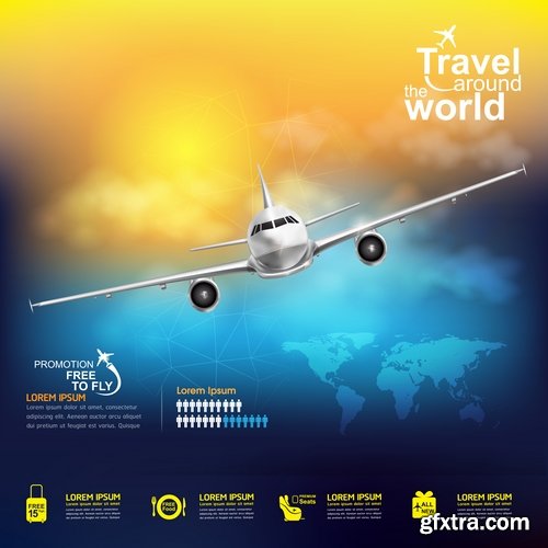 travel vacation holiday holidays airplane flyer banner poster vector image 25 EPS