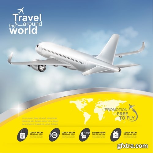 travel vacation holiday holidays airplane flyer banner poster vector image 25 EPS