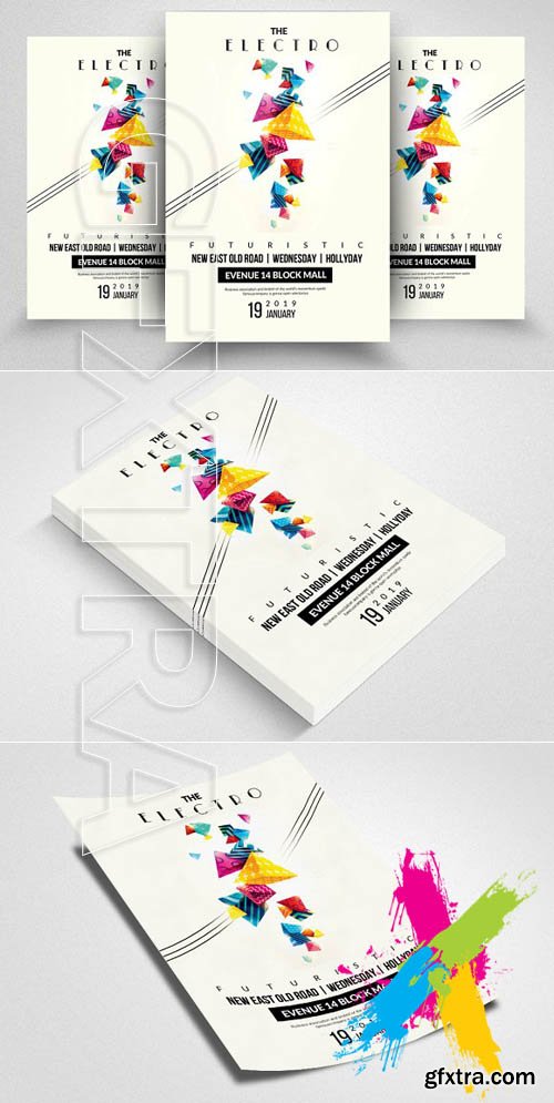 CreativeMarket - Electro Flyers 1863948