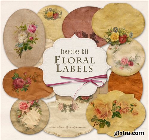 Scrap Kit - Floral Labels in Vintage Style