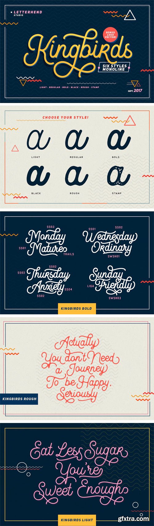 CM - Kingbirds - 6 Styles Monoline Script 1829844