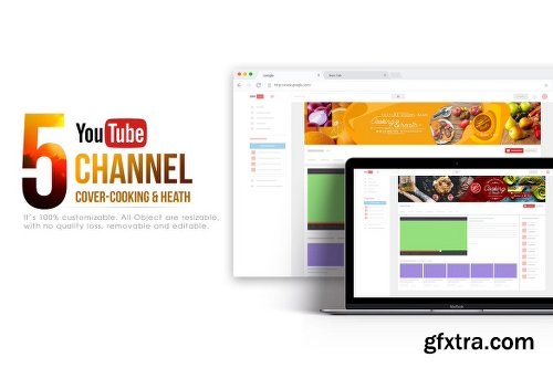 5 Cooking & Health-Youtube Banners Template